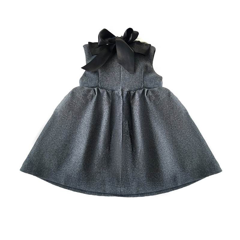 Vintage flower girl wool blend A-line dress for baby girl ages 2-4